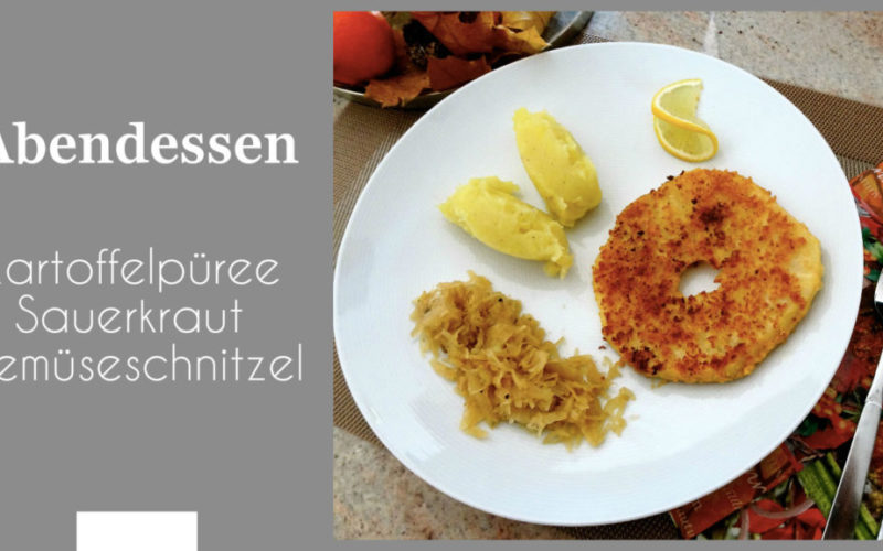 Kartoffelpüree Sauerkraut Gemüseschnitzel